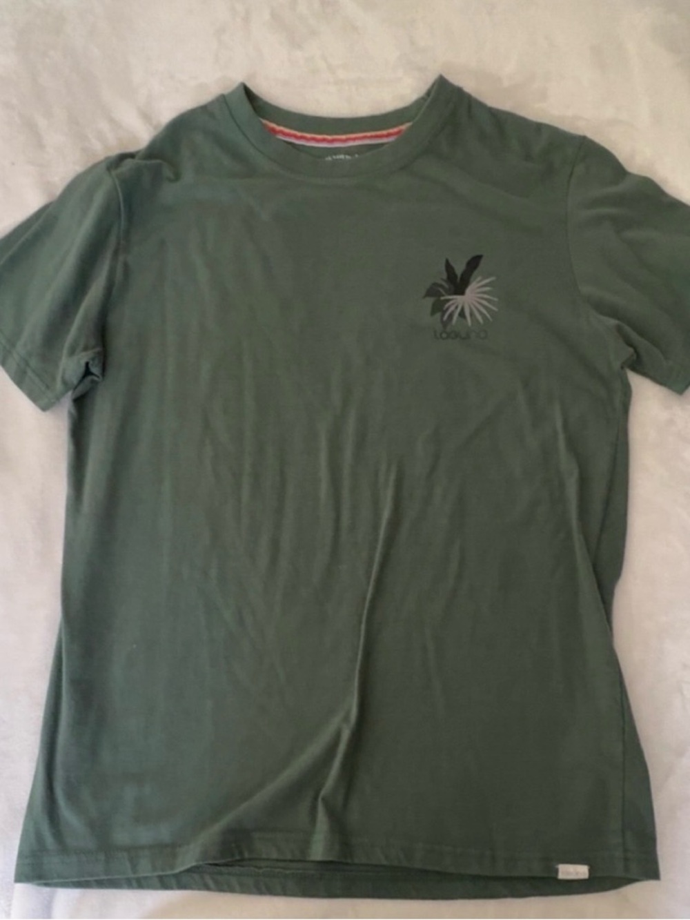 Laguna B Olive Green Short-Sleeve Crewneck Tee with Chest Graphic
